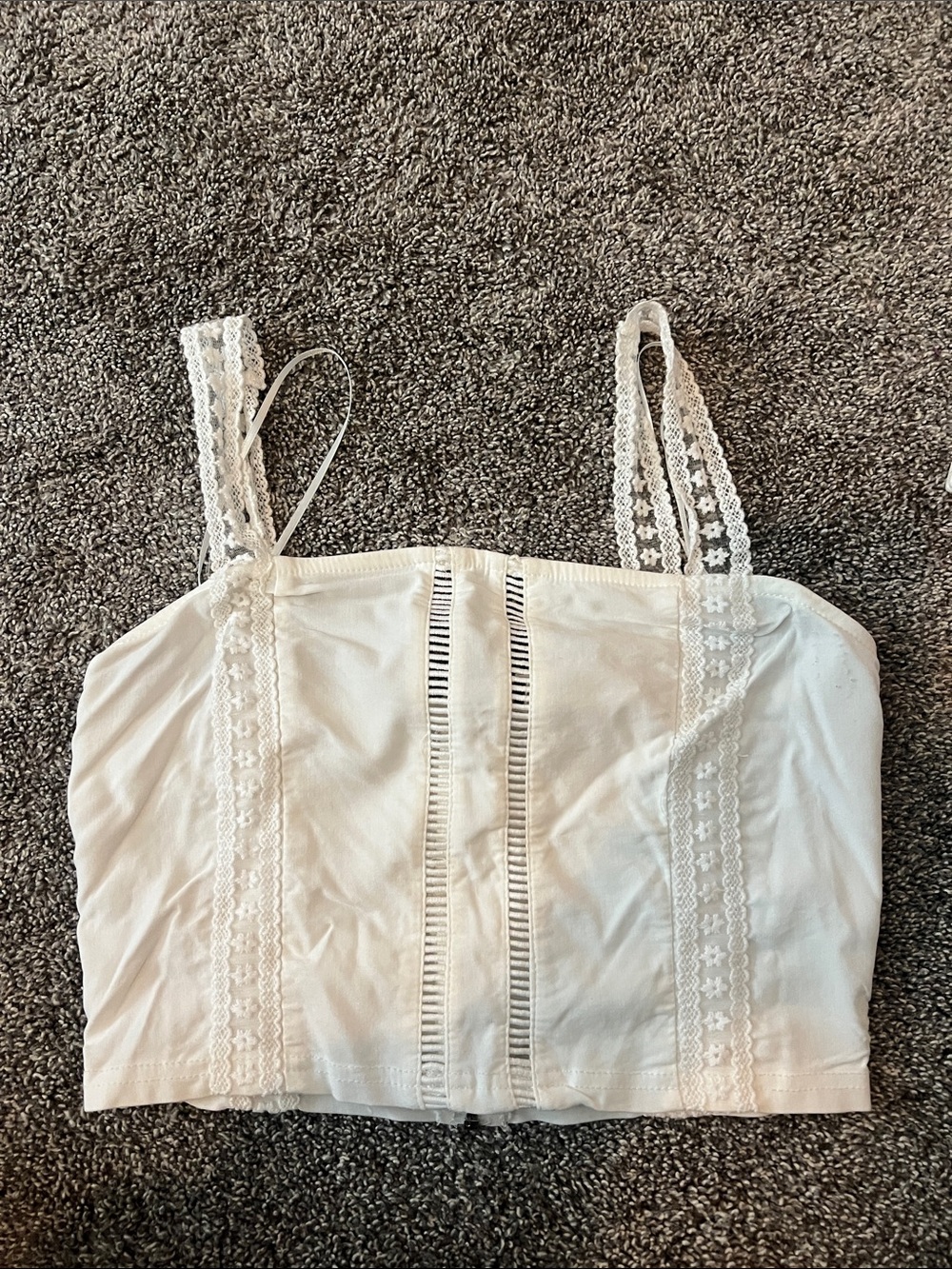 White Lace-Trim Cropped Corset Tank Top